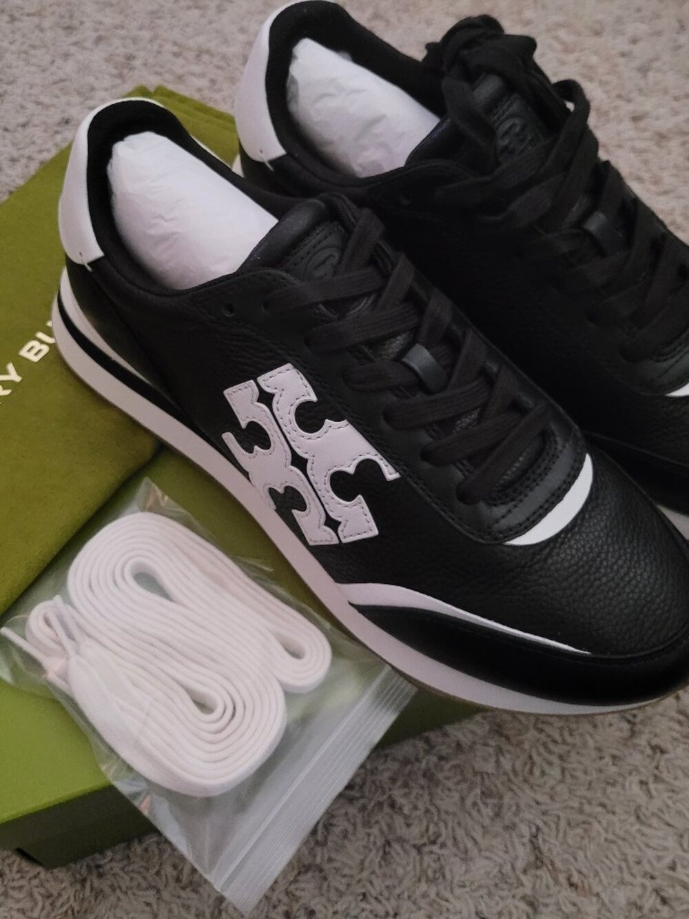 NIB Tory Burch Destiny Trainer Tumbled Leather Sneakers - 9